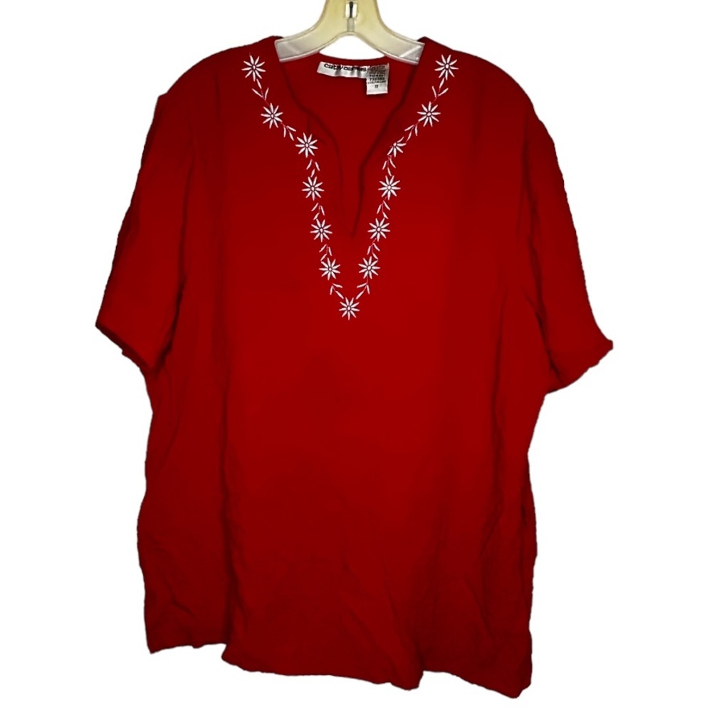 Cathy Daniels Red Embroidered Top